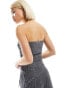 COLLUSION long line washed rib bandeau top in grey