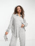 Фото #1 товара ASOS DESIGN co-ord oversized plisse shirt in silver