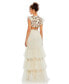 Фото #2 товара Women's Embroidered Bodice Cap Sleeve Ruffle Tiered Gown