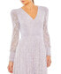 ფოტო #3 პროდუქტის Women's Beaded Lace Long Sleeve Wrap Over Gown