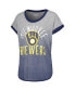 ფოტო #2 პროდუქტის Women's Gray, Navy Milwaukee Brewers Home Run Tri-Blend Short Sleeve T-shirt