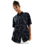 ASOS DESIGN oversized shirt with linen in mono print co-ord schwarz-weißes Muster, 40 - фото #1