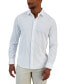 Фото #1 товара Men's Classic-Fit Heathered Jersey-Knit Button-Down Shirt, Created for Macy's