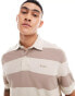 BOSS Orange pale stripe polo shirt in light beige