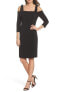 Фото #2 товара ELIZA J 157291 Women's Cold Shoulder Sheath Dress 3/4 Sleeve Black Sz. 4