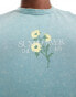 Фото #2 товара ASOS DESIGN relaxed t-shirt in heavyweight 220gsm green with chest floral print