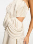 ASOS DESIGN satin bandeau drape twist mini dress with cut out detail in gold