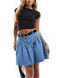 Фото #1 товара ASOS DESIGN denim mini skirt with drop waist in midwash blue