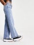 Only Juicy high waisted wide leg jeans in mid blue