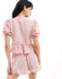 Miss Selfridge puff sleeve tie front top co-ord in pink gingham