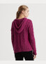 Lauren Ralph Lauren Cable-Knit Cotton Hoodie French Orchid Magenta L