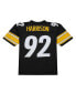 Фото #3 товара Men's James Harrison Black Distressed Pittsburgh Steelers Legacy Replica Jersey