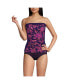 Фото #2 товара Women's Chlorine Resistant Bandeau Tankini Swimsuit Top with Removable Adjustable Straps
