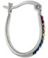 ფოტო #3 პროდუქტის Rainbow Crystal Oval Hoop Earrings in Sterling Silver, Created for Macy's