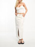 ASOS DESIGN Hourglass long line chunky rib bandeau top with bust seam detail in cream