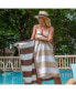 Фото #2 товара Reversible Luxury Beach Towel (35x70 in., 600 GSM), Striped Color Options, Oversized, Thick, Soft Ring Spun Cotton Resort Towel