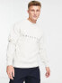 Jack & Jones Originals embroidered logo crew neck sweatshirt in white melange