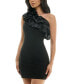 Фото #3 товара Juniors' Ruffled One-Shoulder Bodycon Dress