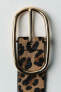 Leather animal print belt