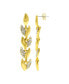 ფოტო #1 პროდუქტის 14K Gold-Plated Crystal Leaf Earrings