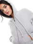 Cotton On cropped fitted zip up hoodie in grey marl