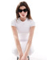 Фото #4 товара ASOS DESIGN short sleeve ribbed column midi dress in white