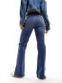 Фото #4 товара Bershka high waisted split hem jeans in mid blue