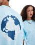 The North Face Globe back print oversized t-shirt in light blue