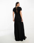 ASOS DESIGN Tall flutter sleeve maxi beach dress with channelled tie waist in black