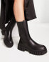 Фото #8 товара New Look chunky calf flat boots with extreme cleated sole in black