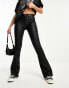 Only mid waist coated flared trousers in black M - фото #2