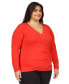 Фото #1 товара Plus Size Rhinestone-Trim Crossover Top