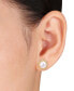 ფოტო #2 პროდუქტის Cultured Freshwater Pearl (8mm) Link Frame Stud Earrings in Gold-Tone Plated Sterling Silver