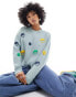 Native Youth yin yang embroidered cropped jumper in grey