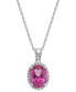 Macy's 14k White Gold Pink Topaz (2 ct. t.w.) and Diamond Accent Pendant Necklace