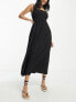 Фото #7 товара Rhythm classic shirred maxi summer dress in black