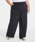 Фото #3 товара Trendy Plus Size Printed Wide-Leg Pants, Created for Macy's