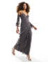 ASOS DESIGN cupped ruffle bias maxi dress with hardware detail in charcoal grey