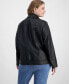 ფოტო #2 პროდუქტის Plus Size Faux Leather Long Line Belted Moto Jacket