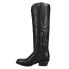 Lucchese Peri Tall Shaft TooledInlay Round Toe Cowboy Womens Black Dress Boots