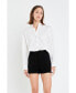 ფოტო #3 პროდუქტის Women's Over Collared Button Detail Shirt