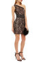 Фото #2 товара Topshop 152302 Women's One-Shoulder Lace Body-Con Dress Black Multi Sz. 4 US