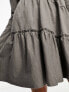 Miss Selfridge tiered smock dress in grey slub 32 - фото #7