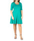 Фото #1 товара Women's Plus Size Fit and Flare Elbow Sleeves Dress