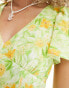 Фото #2 товара Emory Park ditsy floral v neck mini dress in lime floral