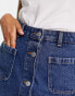 Фото #6 товара Monki denim button through mini skirt in mid blue wash