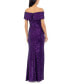 Фото #2 товара Women's Off-The-Shoulder Side-Slit Sequin Gown