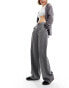 Фото #2 товара Stradivarius tailored wide leg dad trouser in grey