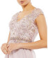 Women's Embellished Cap Sleeve Bodice Flowy Gown