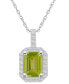 ფოტო #1 პროდუქტის Peridot (1-3/4 Ct. T.W.) and Diamond (1/4 Ct. T.W.) Halo Pendant Necklace in 14K White Gold